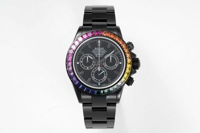 ROLEX Daytona Blaken Wrist DLC Coating Rainbow Bezel Watch